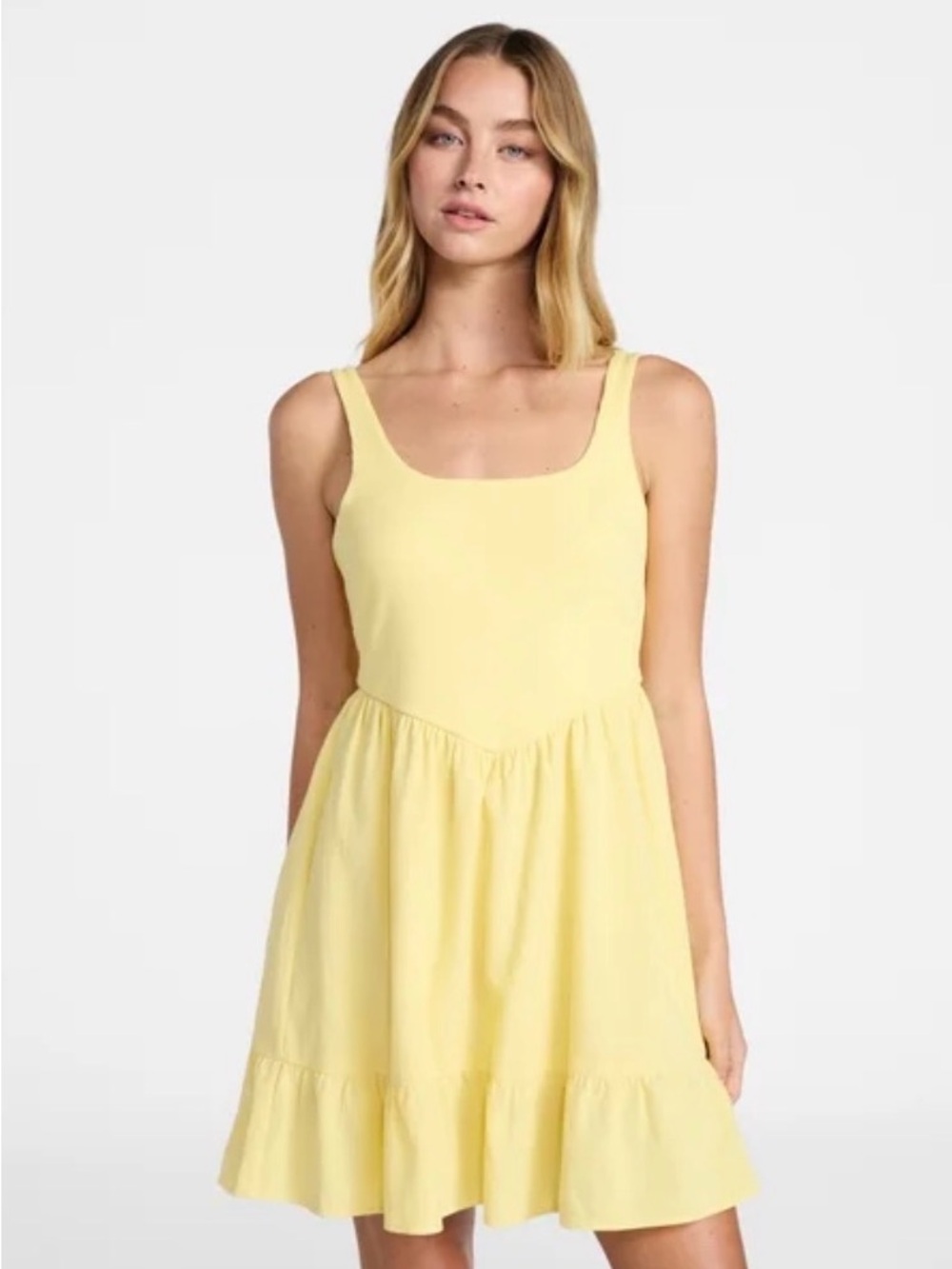 Yellow Sleeveless Tiered Dress